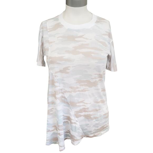 STATESIDE camo print swing tee semi sheer asymmetrical cotton tshirt Size XS NEW - Picture 1 of 8